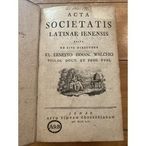 18th Century Acta Societatis Latinae Ienensis Johann Ernst Immanuel Walch 1750s